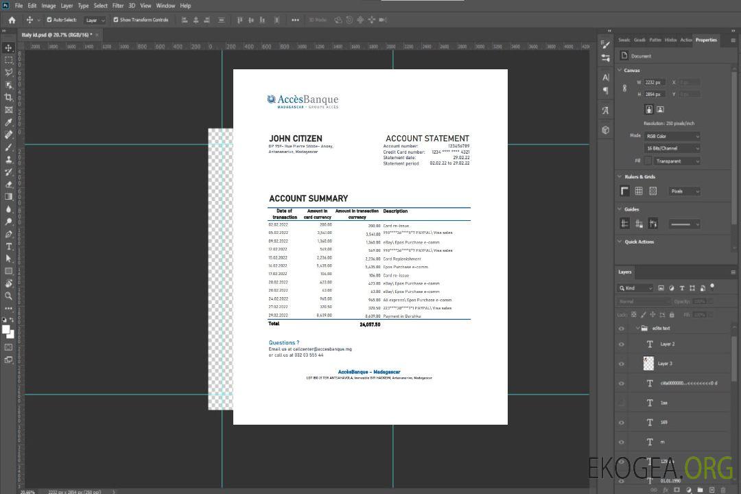 Relevé bancaire Madagascar Acces Banque xls template